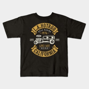 L.A. Drag Racing Live Fast Die Old California Kids T-Shirt